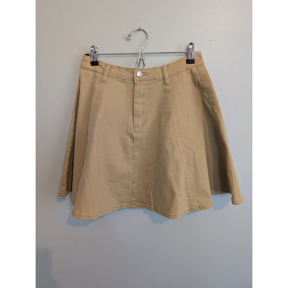 Allegra K  High Waisted Flared Mini Tan Skirt Size S